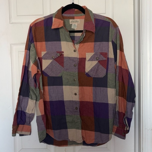 St John’s Bay Plaid Flannel Button Up Shirt - Picture 1 of 3